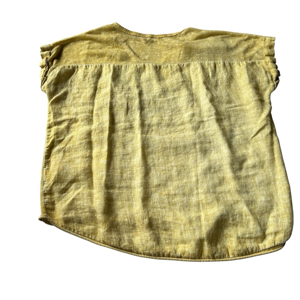 Tera Bora designer linen top. Butter stick yellow. Size L - Picture 3 of 6